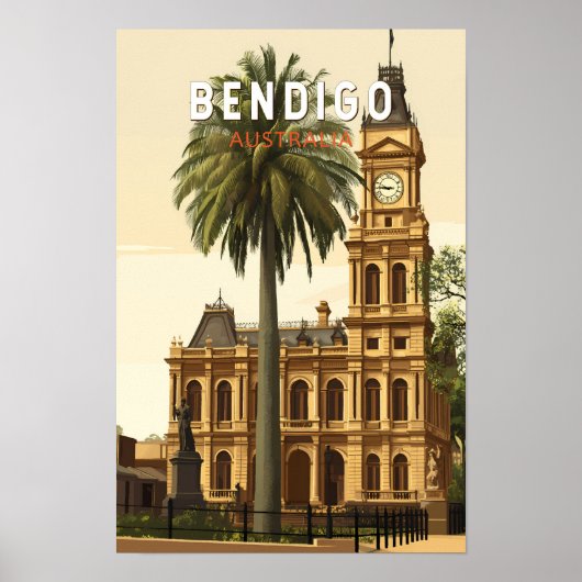 Bendigo Australië Reis Kunst Vintage Poster (Voorkant)