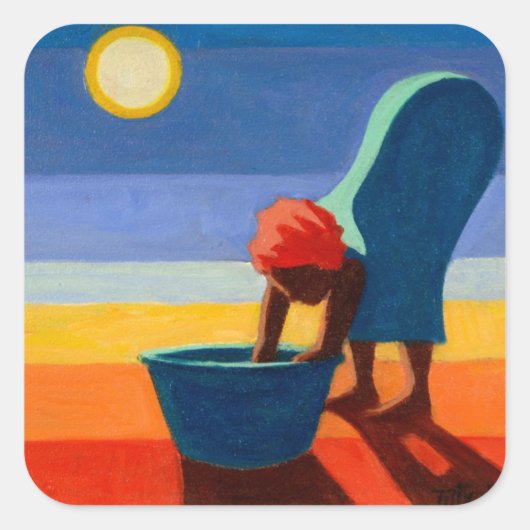 Bending Woman Vierkante Sticker (Voorkant)