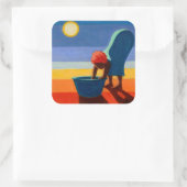 Bending Woman Vierkante Sticker (Tas)