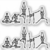 Bendy Funny Yoga Skeletons - 2pc Vinyl Statement Sticker (Voorkant)
