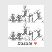 Bendy Funny Yoga Skeletons - 2pc Vinyl Statement Sticker (Vel)