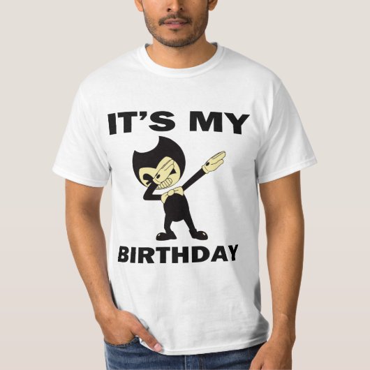 Bendy Het is mijn verjaardag T-shirt (Voorkant)