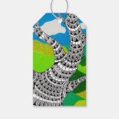 Bendy Tree Design Clouds Grassy Landscape Cadeaulabel (Voorkant)