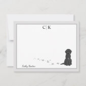 Bene the Labradoedle Dog Gray Border Monogram Notitiekaartje (Voorkant)