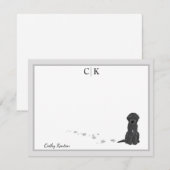 Bene the Labradoedle Dog Gray Border Monogram Notitiekaartje (Voorkant / Achterkant)