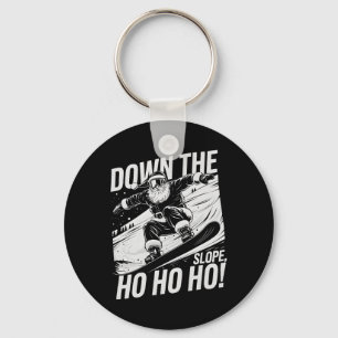 Beneden helling naar Ho Ho Kerst Snowboarden Kerst Sleutelhanger