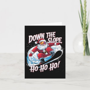Beneden helling naar Ho Santa Snowboarder Kerstman Kaart