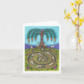 BENEDEN HET KONIJN GAT, WORTEL WILG BOOM Fun Blank Kaart (Gele Bloem)