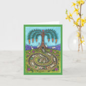 BENEDEN HET KONIJN GAT, WORTEL WILG BOOM Fun Blank Kaart (Gele Bloem)