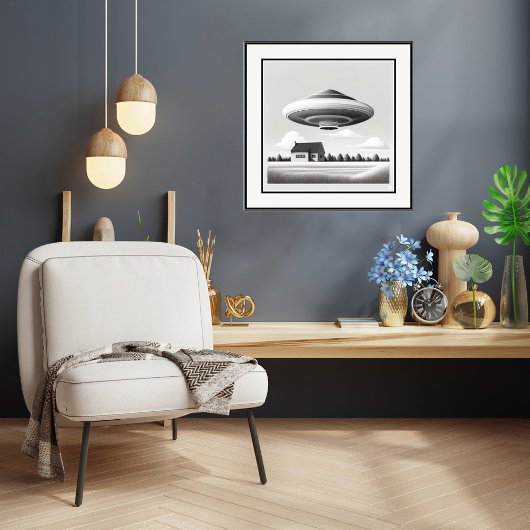 Beneden op het Boerderij - UFO Art Print