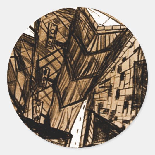 beneden perspectief wit ronde sticker (Voorkant)