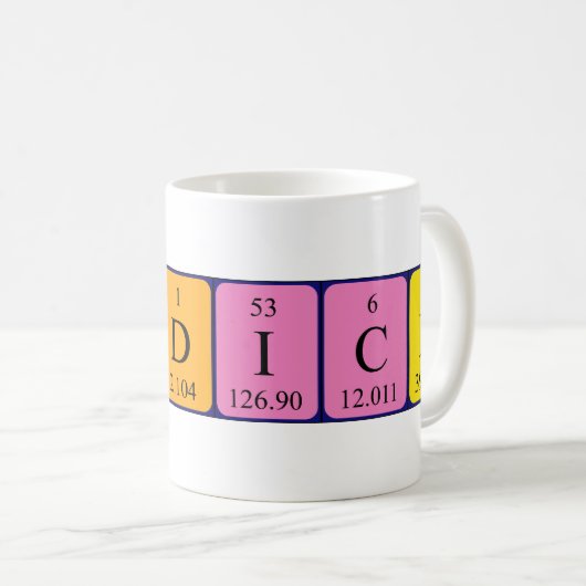 Benedick periodieke lijstnaam mok (Voorkant rechts)