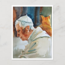 Benedict XVI briefkaart waterverf