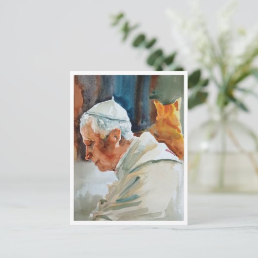 Benedict XVI briefkaart waterverf (Staand voorkant)