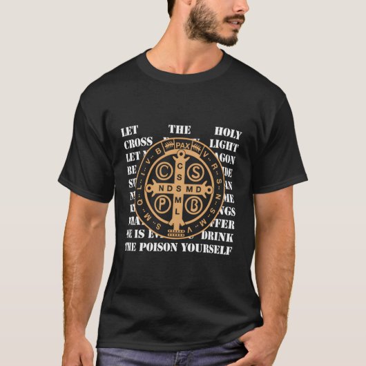 Benedictijner medaille met een Benedictijner kruis T-shirt (Voorkant)