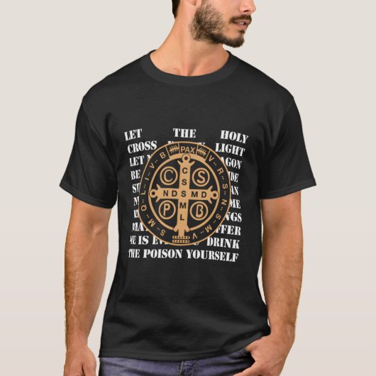Benedictijner medaille met een Benedictijner kruis T-shirt (Voorkant)