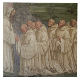 Benedictine Monks uit het leven van St. Benedict ( Tegeltje