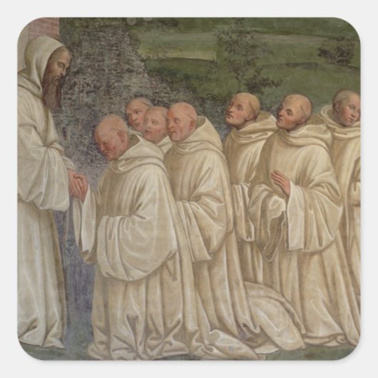 Benedictine Monks uit het leven van St. Benedict ( Vierkante Sticker (Voorkant)