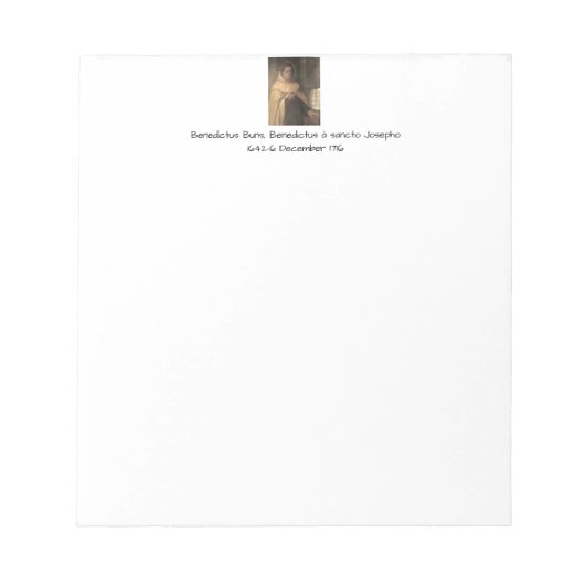 Benedictus Buns, Benedictus à sancto Josepho Notitieblok (Voorkant)