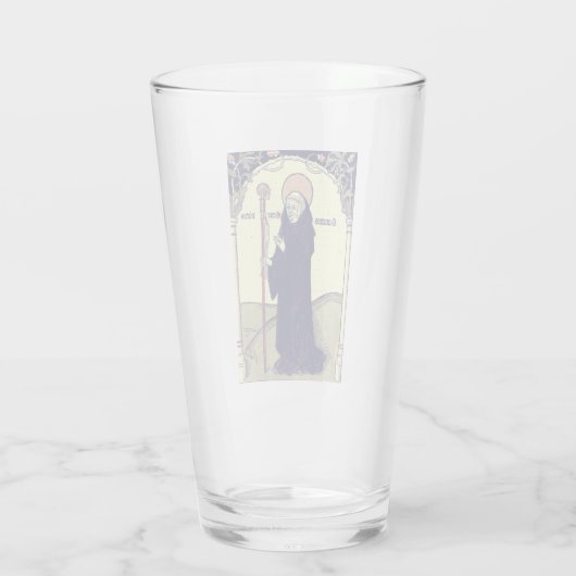 Benedictus van Nursia abt van Monte Cassino Glas (Achterkant)