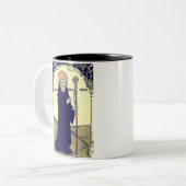 Benedictus van Nursia abt van Monte Cassino Tweekleurige Koffiemok (Voorkant links)