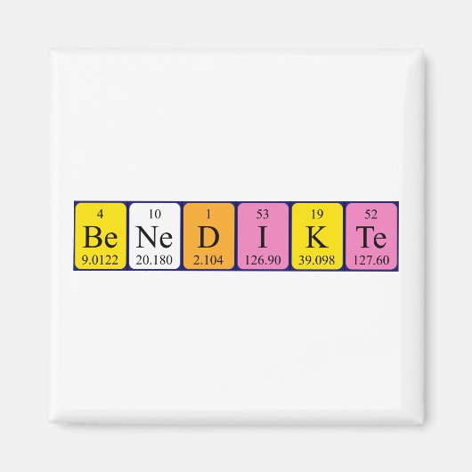 Benedikte periodieke tabelnaam magnet (Voorkant)