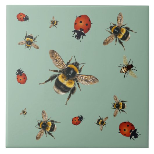 Beneficial Bees n Ladybugs Tegeltje (Voorkant)
