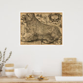 Benelux Leo Belgicus Map of Europe 1611 Poster (Keuken)