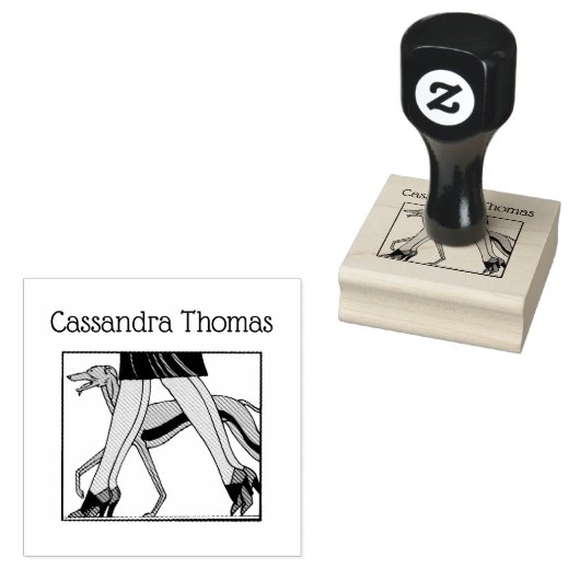 Benen Art Deco Vrouwen Greyhound Whippet Hond R Na Rubberstempel (Gestempeld)