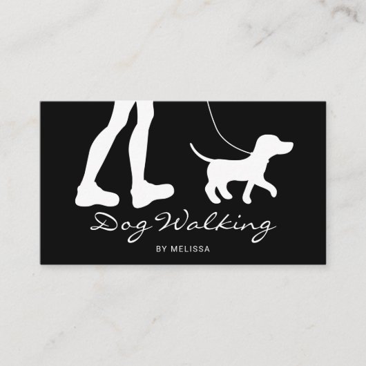 Benen en kleine hond zwart en witte hond Walker Visitekaartje (Voorkant)