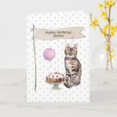 Bengaal Cat Birthday Party Pet Kaart (Gele Bloem)