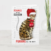 Bengaal Cat Breed Funny Kerstmis Kaart (Voorkant)