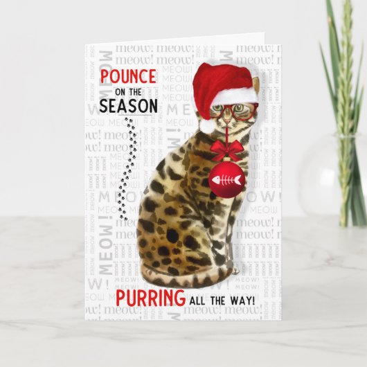 Bengaal Cat Breed Funny Kerstmis Kaart (Voorkant)