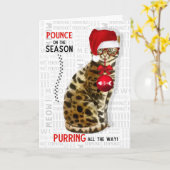 Bengaal Cat Breed Funny Kerstmis Kaart (Gele Bloem)