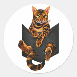 Bengaal Cat Pocket Ripper Pocket Bengal Lover Ronde Sticker
