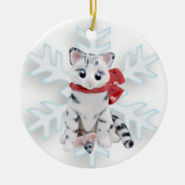 Bengaal Cat White Grey Ornament