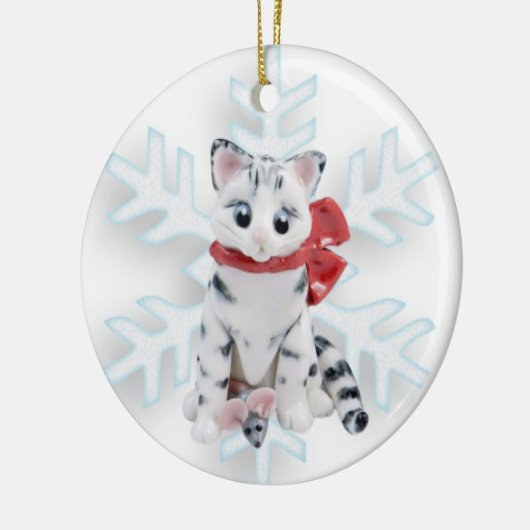 Bengaal Cat White Grey Ornament (Links)