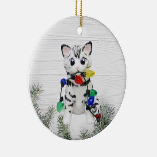 Bengaal Cat White Grey Ornament (Rechts)