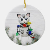 Bengaal Cat White Grey Ornament (Voorkant)