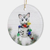 Bengaal Cat White Grey Ornament (Links)
