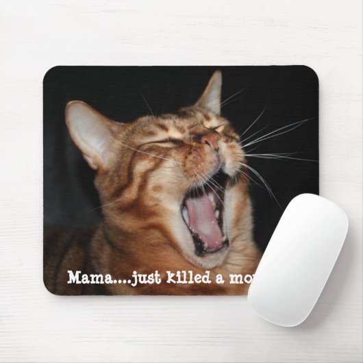 Bengaal Cat zingen "mama ...heeft net een 'Meme' v Muismat (Met muis)