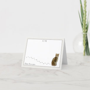 Bengaal Gray Border Monogram Naam gevouwen Bedankkaart