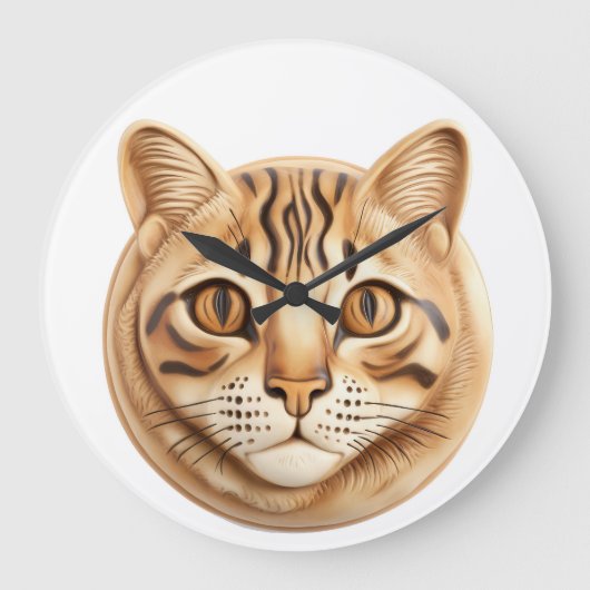 Bengaal Kat 3D Geïnspireerd Grote Klok (Voorkant)