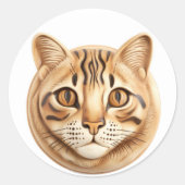 Bengaal Kat 3D Geïnspireerd Ronde Sticker (Voorkant)
