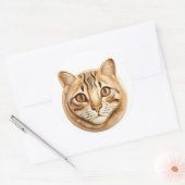 Bengaal Kat 3D Geïnspireerd Ronde Sticker (Envelop)