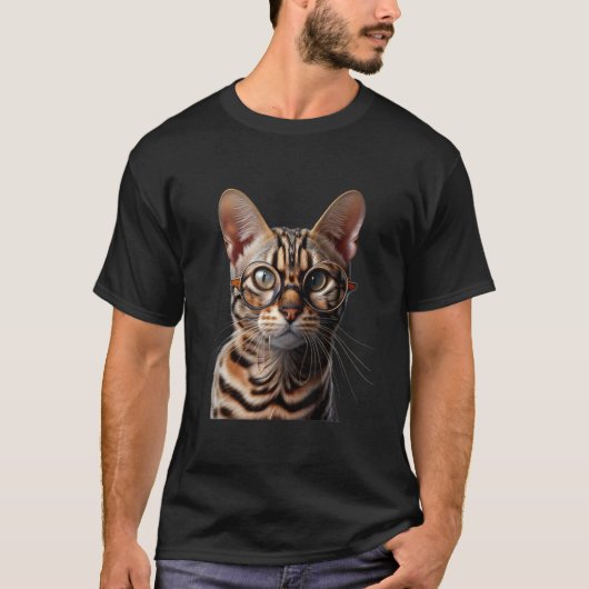 Bengaal Kat Bril Dragend T-shirt (Voorkant)