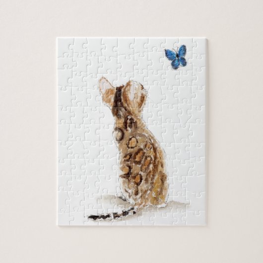 Bengaal kat en vlinder legpuzzel (Verticaal)
