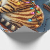 Bengaal Kat Haard met Kerstverlichting Cadeaupapier (Hoek)