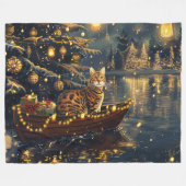 Bengaal Kat Kerst Feestelijke Reis Fleece Deken (Voorkant (Horizontaal))