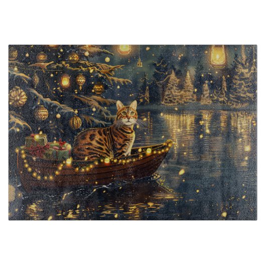 Bengaal Kat Kerst Feestelijke Reis Snijplank (Voorkant)